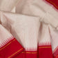Ivory and Red Handwoven Pure Silk Kanjipuram Saree with Kanchi Kattam Checks and Red Border