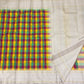 Multicolour Jewel Box Checks Handwoven Pure Silk Kanjeevaram Saree with Ivory Rettapet Border, silk body close-up