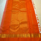 Ivory Kanchi Pattu saree overview with rust orange Rettapet border — Idam Living