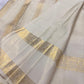 Warm Ivory Rettapet Kanchipuram saree with curling Kodi vine gold zari border