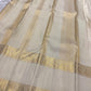 Ivory pure silk saree body close up view