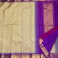 Ivory taupe pure silk Kanchi Kattam Kanjipuram saree, draped front view
