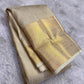Champagne tissue handwoven pure silk Kanjeevaram saree overview — Idam Living