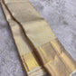 Champagne tissue pure silk saree body close up view