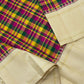 Ivory zari border and pallu detail on multi tone kattam Kanjivaram pure silk saree Idam Living