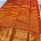 Maanga Butta in gold zari within Kanchi Kattam stripe grid on ivory Zari Kattam body