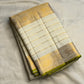 Ivory Handwoven Pure Silk Kancheepuram Zari Kattam Saree with Fresh Green Selvedge