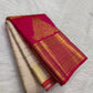 Ivory pure silk Kanjivaram saree — zari kattam