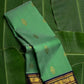 Jade green and deep navy butta korvai Kanchipuram silk saree with mayil and maanga butta — Idam Living