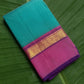 Kanchipuram silk saree in jade green with lily pink border Korvai Kaal Irangiya Border weave folded view