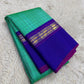 Jade Green and Royal Blue Handwoven Pure Silk Kanjipuram Saree with Kanchi Kattam Kaal Irangiya Border