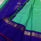 Jade Green and Royal Blue Handwoven Pure Silk Kanjipuram Saree with Kanchi Kattam Kaal Irangiya Border