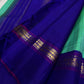 Jade Green and Royal Blue Handwoven Pure Silk Kanjipuram Saree with Kanchi Kattam Kaal Irangiya Border