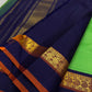 Kanchipattu silk saree in jade jewel green with navy blue border Korvai weave traditional zari detail