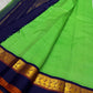 Kanchipattu silk saree in jade jewel green with navy blue border Korvai weave traditional zari detail