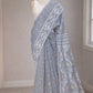 Pure Jamdani Cotton Silk Saree Off White and Grey Handloom Bengal Weave with Woven Buttas