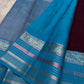 Kanchipattu silk saree in jamun purple with bright aqua border Zari Kattam weave traditional zari detail