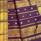 Close-up of Zari Kattam detail on jamun purple Kanchipuram pure silk saree
