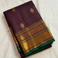 Jamun purple Kanjivaram handwoven silk saree with emerald green selvedge