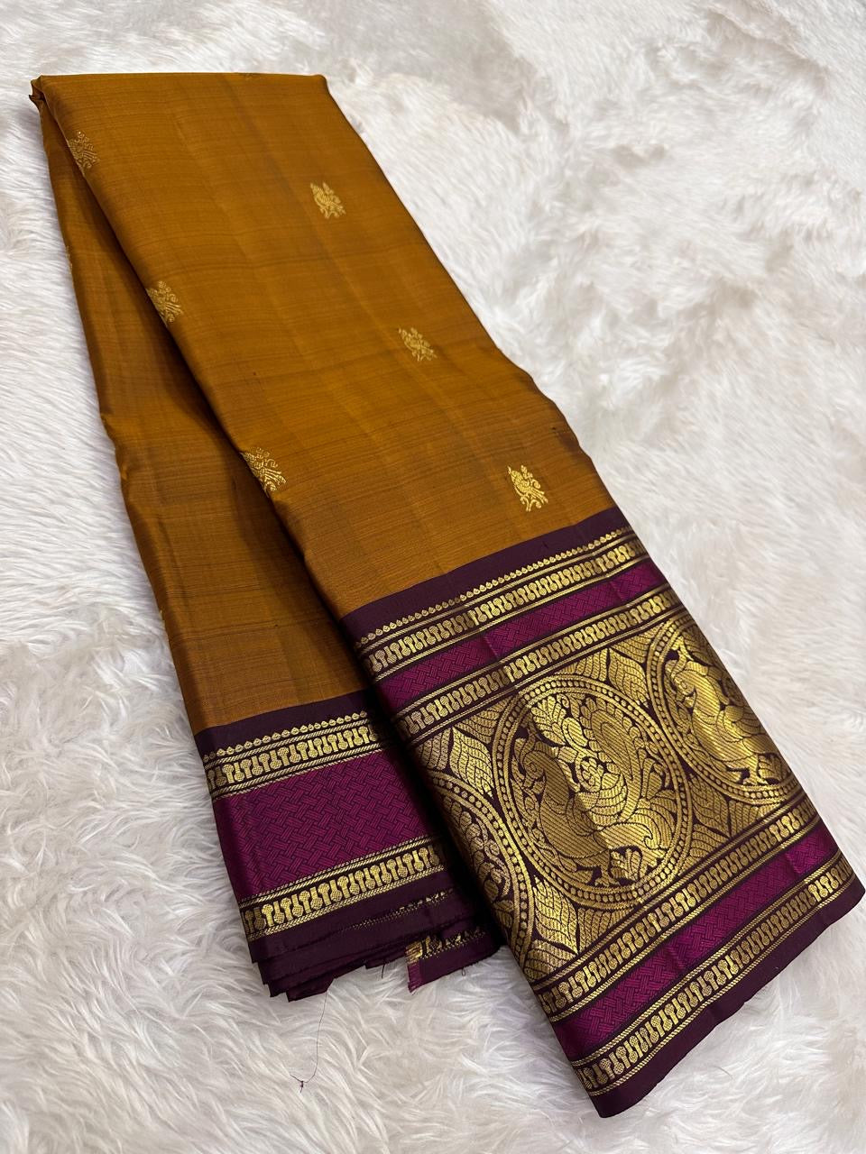 Jamun violet border pure Kanjivaram silk saree – front view