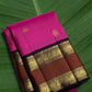 Jewel Orchid Pink Kanchipuram silk saree with brown rettapet korvai border and zari woven peacock mayil butta