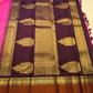 Pure Kanchipuram silk saree with orchid pink body brown border and classic zari mayil butta work