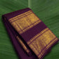 Jewel Purple and Antique Gold Handwoven Pure Silk Kanchipuram Saree with Rettapet Border and Mayil Chakram Butta
