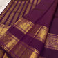 Jewel Purple and Antique Gold Handwoven Pure Silk Kanchipuram Saree with Rettapet Border and Mayil Chakram Butta