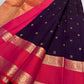Kadambam Purple and Rose Pink Handwoven Pure Silk Kanjipuram Saree with Kamalam Zari Border
