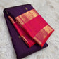 Kadambam Purple and Rose Pink Handwoven Pure Silk Kanjipuram Saree with Kamalam Zari Border