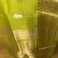 Chartreuse Glow – Pure Ektara Kora Banarasi Saree with Kadhua Sona-Roopa Bootas
