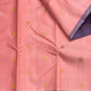 Kanakambaram peach and violet Varisaipet pure silk Kanjivaram saree – view 3
