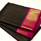 Kanchana Black Handwoven Pure Jari Korvai Kanjivaram Saree with Vairaoosi Kattam Body and Pink Borders full saree view showing body, border and pallu.