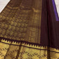 Grand geometric antique-gold border on Deep Kanchana Brown Kanjivaram saree.
