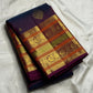 Ganga Jamuna varisaipet border with multi-colour gold zari on magenta double shade Kanchipuram saree — Idam Living