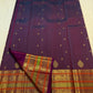Multi-colour border close-up on magenta double shade pure silk Kanchipuram saree — Idam Living