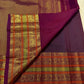 Rich gold zari pallu on magenta double shade handwoven Kanchipuram pure silk saree — Idam Living