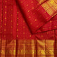 Vermilion red handwoven pure silk Kanjivaram Varisaipet saree with gold zari brocade border, photo 1 of 5