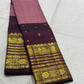 Dusty rose and aubergine handwoven pure silk Kanchipuram Korvai saree — overview of the full saree drape