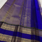 Lilac and blue handwoven pure silk Kanchipuram Rettapet saree — saree neatly folded