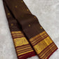 coffee brown Kanchipuram silk saree with zk-yb weave folded view