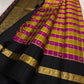 deep brown border detail of magenta ponvandu gold checks  Kanchipuram silk saree