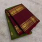 Olive green Kancheepuram silk saree body with veldhari weave and floral butta in gold zari — Idam Living
