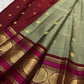 sage green Kanchipuram silk saree with kb weave folded view
