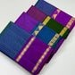 amethyst violet  border detail of peacock blue Kanchipuram silk saree