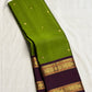 Thulir pachai green handwoven pure silk Kanjeevaram Rettapet saree with aubergine border, photo 3 of 5