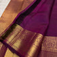 Handwoven Deep Plum Bronze Kanchipuram silk saree, border panel, mayil-kann-inspired border register