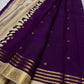 Royal Violet pure silk Kanchipuram Rettapet saree, border view showing the silk and ornamental weave