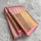 Petal pink Kanchipuram silk saree with apricot border folded view
