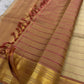 Pale Sandalwood Gold and Dusty Rose Butta handwoven pure silk Kanchipuram saree, view 3 | Idam Living